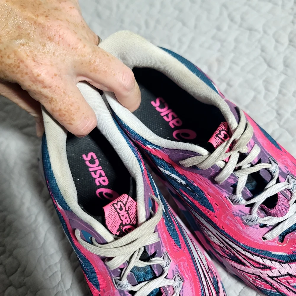 Asics Pink Blue White Racing Running Shoes
